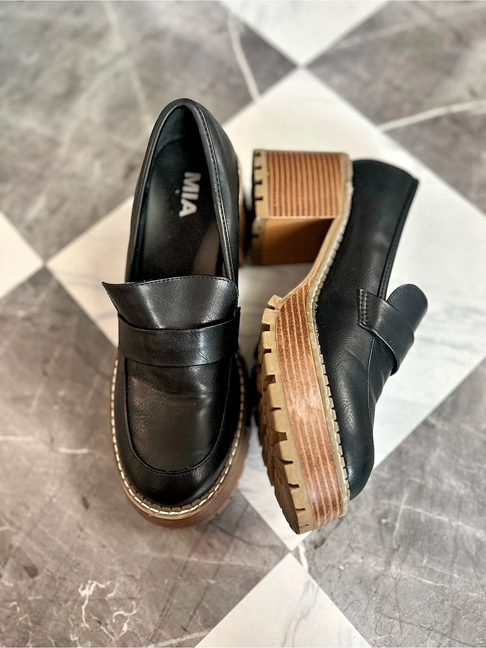 MIA Henrik Platform Penny Loafer Black Platform Loafers